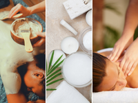 De-stress Essentials Spa Package, body scrub and wrap, swedish massage and herbal compress massage. 