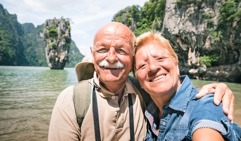 Seniors travelling and enjoying a high-quality life. 