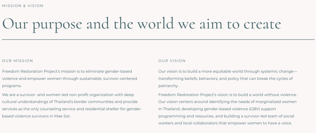 freedom restoration project's mission and vision statements