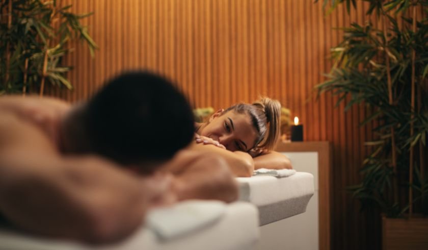 a small group getting a massage at a spa in chiang mai.